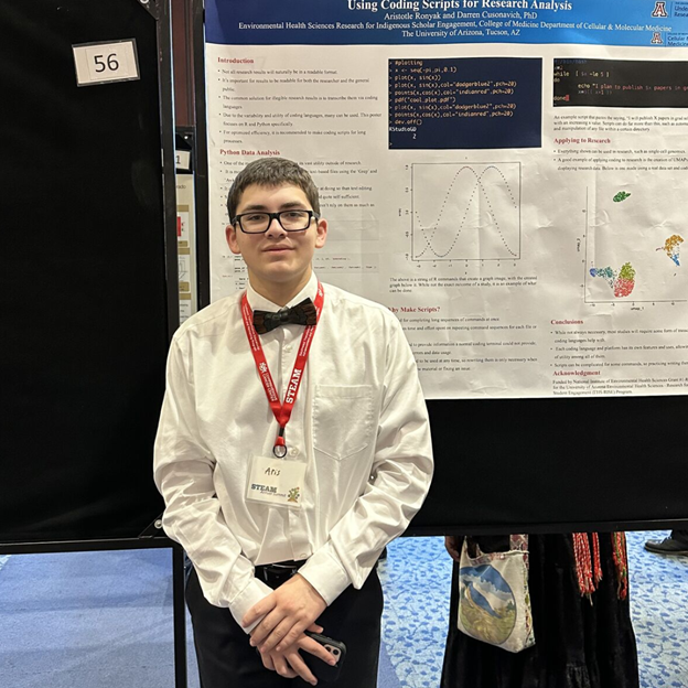 A picture of Aris in front of his groundbreaking research.